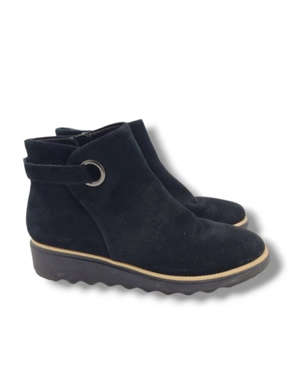 CLARKS COLLECTION SHARON SPRING ANKLE BOOTS SIZE 8M - BLACK SUEDE NIB!!